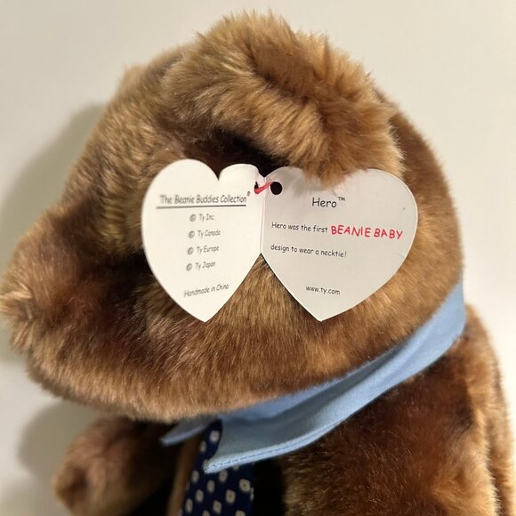 2001 TY Beanie Buddy Original Hero bear 8” brown - Picture 7 of 7